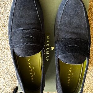 Inkerman men's navy suede penny loafers, size 11